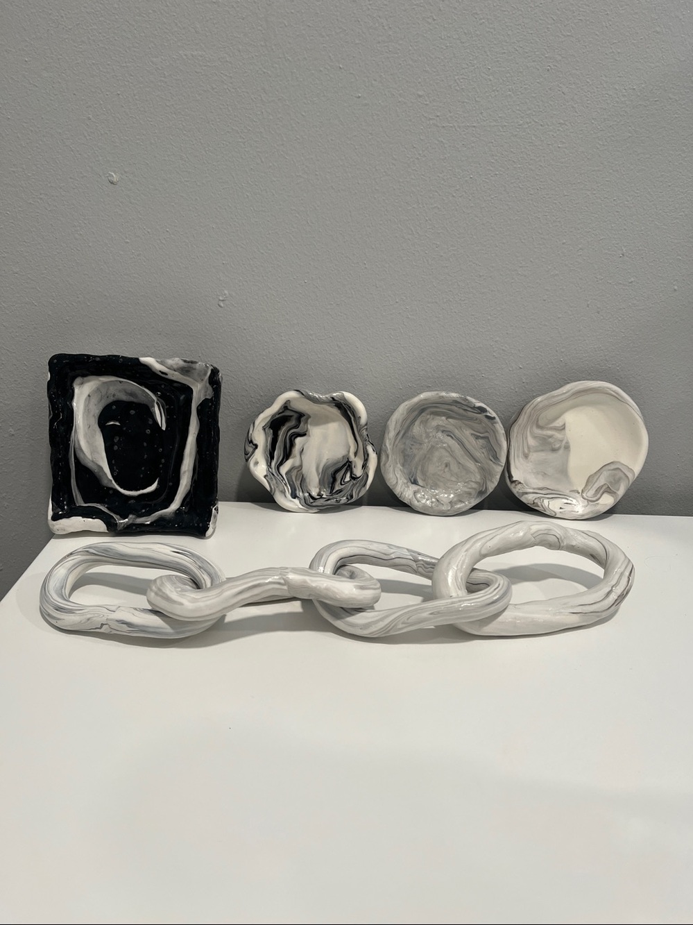 Handcrafted Marbled Home Accent Set in Black & White